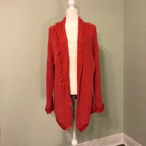Free People Red Asymmetrical Chunky Knit Fringe